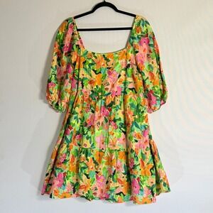 NEW Sanctuary Small Ruffle Tiered Dress Floral Green Pink Cottage Feminine Sweet